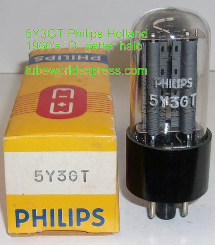 (READ REVIEW) 5Y3GT Philips Holland NOS 1960's (60/40 and 65/40) (Fender, Supro, Victoria, Decware) (Best Sound for the money)