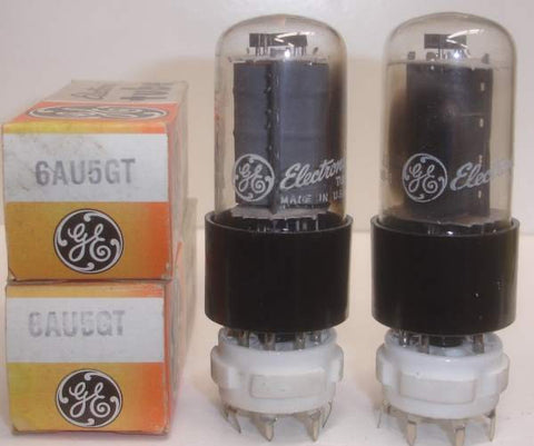 (!) (- BEST VALUE) 6AU5GT GE gray plates NOS 1960's (1 pair: 55ma and 56ma)