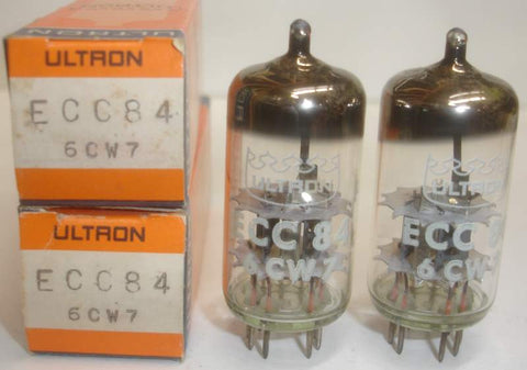 (!!!) (Best Value Pair) ECC84=6CW7 Ultron East Germany by RFT 1970's (12.8/10.6ma and 11.8/11.6ma)