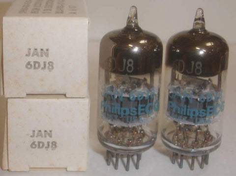 (!!!) (Best Pair) 6DJ8 Philips ECG USA by Sylvania NOS 1987 (18/20ma and 16.5/18.5ma)