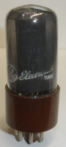 (!) 6V6GTY GE Canada brown base black plate NOS 1970 (42.5ma) (similar to RCA black plate)