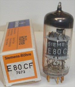 E80CF Telefunken Germany <> bottom NOS Gold Pins rebranded Siemens 1970-1971 (6BL8 sub)