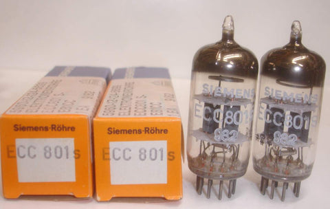 (!!) (Recommended Pair) ECC801S=12AT7 Siemens Munich Germany NOS 1981-1982 (11.8/10.8ma and 11.6/11.8ma)