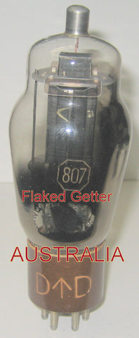 807 Radiotron Australia by Amalgamated Wireless Valve (AWA) used/like new, flaked getter (72ma)