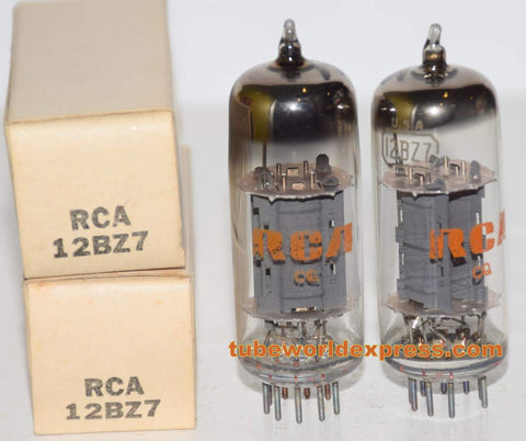 (!!!) (Recommended Pair) 12BZ7 RCA NOS 1969 (1.6/2.1ma and 1.8/2.2ma) (High Gm)
