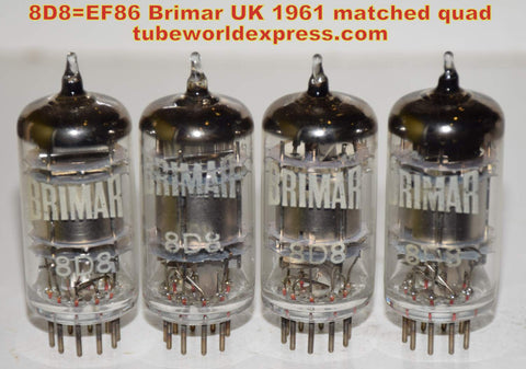 (!!!) (Recommended Quad) 8D8=EF86 Brimar UK quad mica NOS 1961 (2.8/3.0/3.0/3.0ma) 1-3% matched