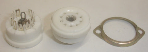 9 pin ceramic TOP chassis mount socket with mounting bracket (1 in stock)