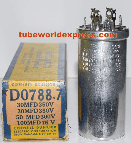 30/30uf @ 350VDC / 50uf @ 300VDC / 100uf/75VDC Cornell FP cap NOS (2 in stock) (1.375