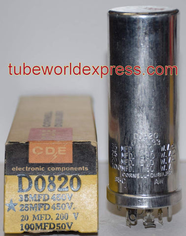 35uf/450V, 25uf/450V, 20uf/200V, 100uf/50VDC Cornell NOS 3.5