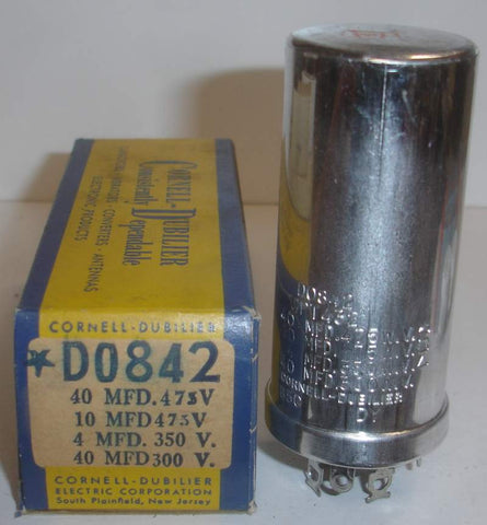 40/475V, 10/475V, 4/500V, 40/300VDC Cornell Dubilier FP cap NOS (D0842) (2 sections 475 volts)