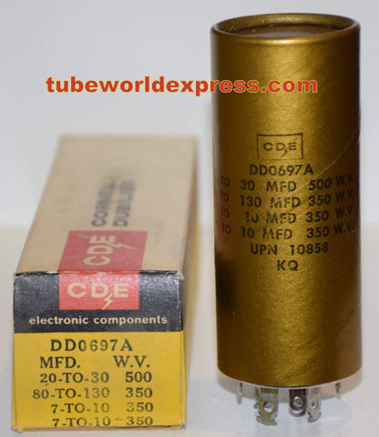 20-30uf/500V, 80-130/350, 7-10/350, 7-10/350V Cornell Gold Can FP cap NOS (3.75