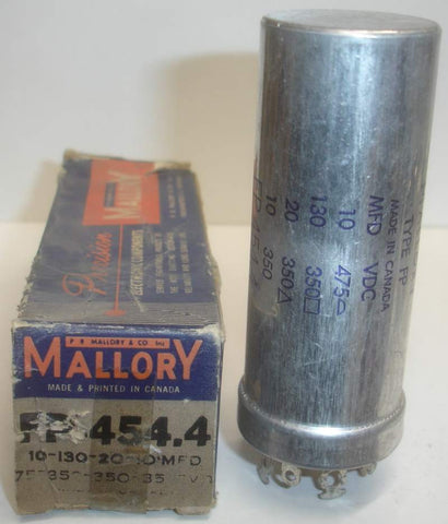 10uf/475V, 130/350, 20/350, 10/350 Mallory Canada FP cap NOS 1.375