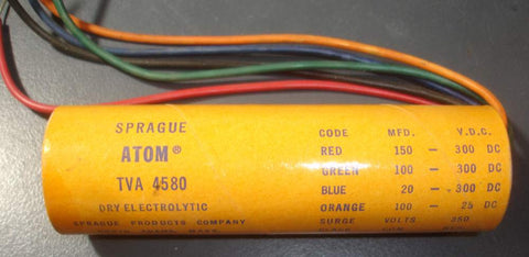 150uf/300VDC, 100/300, 200/300, 100/25 Sprage Atom Electrolytic Axial Cap NOS (1.375