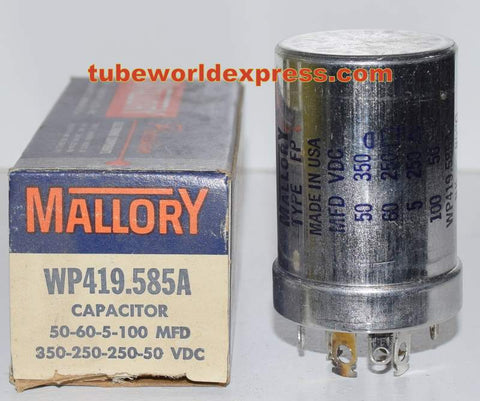 50uf/350VDC, 60uf/250VDC, 5uf/250VDC, 100uf/50VDC Mallory FP NOS (2