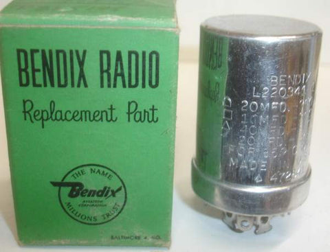 40uf and 20uf @ 350V and 10uf/300V and 20uf/25V Bendix FP cap NOS (2 in stock)