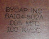 .005uf / 100,000 VDC BYCAP high voltage caps NOS (3 in stock)