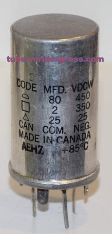 80uf/450V, 2uf/350V, 15uf/25VDC Canada (KFP) NOS 2.5
