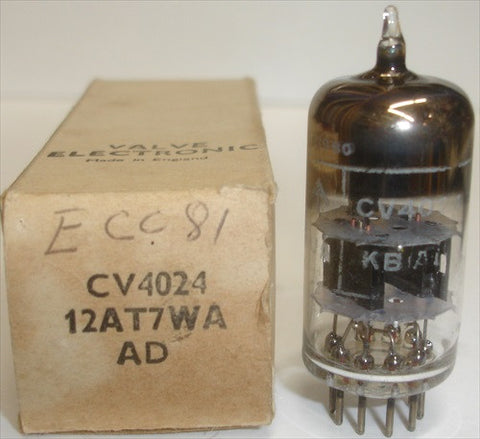 (!!) CV4024=12AT7WA=12AT7 Brimar UK NOS square black plates 1962 (8.6/13.6ma)