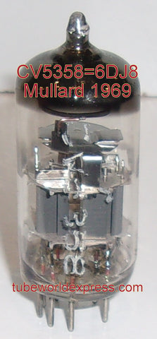(!!!) (Recommended Single) CV5358=6DJ8 Mullard UK used/good 1969 some stains on glass (17.2/17.8ma) (High Ma and Gm)