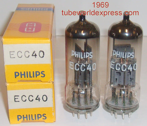 (!!) (Recommended Pair) ECC40 Philips NOS made by La Radiotechnique, Chartres/France 1969 (6.0/6.5ma and 6.1/6.8ma) 1-3% matched