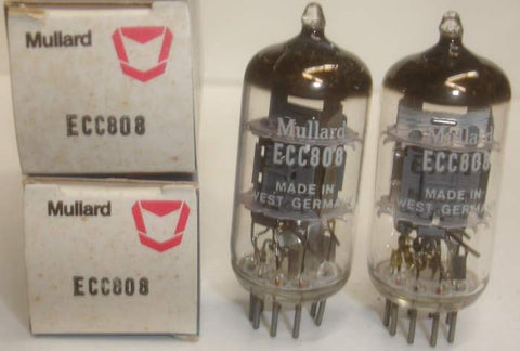 (!) (BEST PAIR) ECC808=6KX8 Mullard Made in Germany by VALVO NOS 1969 same date codes (1.1/1.3ma and 1.2/1.1ma)