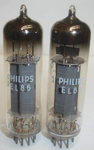 (!!!) (Recommended MULLARD PAIR) EL86=6CW5 Mullard UK branded Philips NOS 1965 (78.5ma/81.5ma)