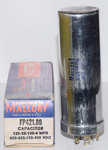 120uf/400V, 20uf/400VDC, 4uf/400V, 100uf/100VDC Mallory FP NOS 4.5
