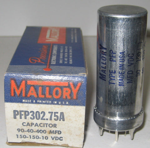 90uf/40uf @ 150VDC and 400uf/10VDC Mallory PFP NOS (2.5