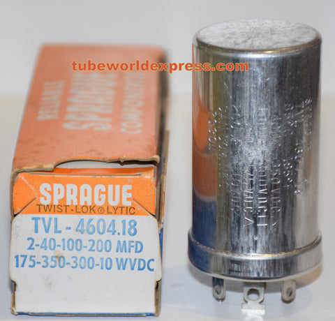 40uf/350VDC, 10uf/300VDC, 2uf/175V, 200uf/10VDC Sprague 2.5
