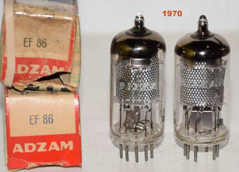 (!!!!) (Best Pair #2) EF86 ADZAM made by Valvo Germany NOS 1970 (3.1ma and 2.9ma) 1-5% matched