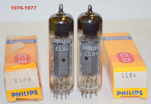 (!!!!) (BEST MULLARD PAIR) EL84 Philips Mullard UK NOS 1976-1977 (56.2ma and 59ma) (Same Gm)