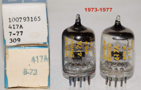 (!!!!) (Recommended Pair 1970's) 417A Western Electric NOS 1973-1977 (27ma and 31.2ma)