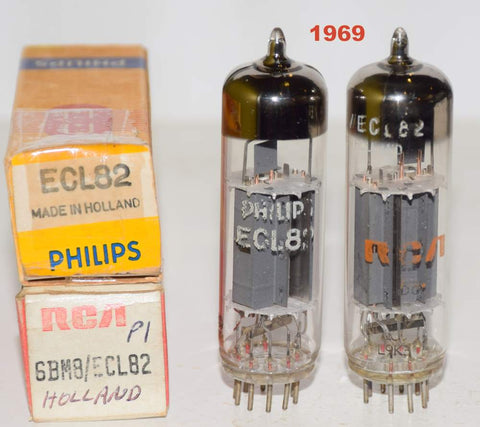(!!!) (Best Pair) 6BM8=ECL82 Philips Holland made in Belgium NOS 1969 (1.8ma/31ma and 1.9/30ma) 1-2% matched