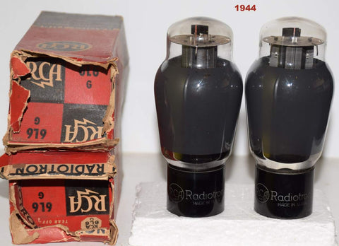 (!!!!) (Best Overall Pair) 6L6G RCA black plate coated glass used/test like new 1944 (69.5ma and 71.2ma) (close Gm)