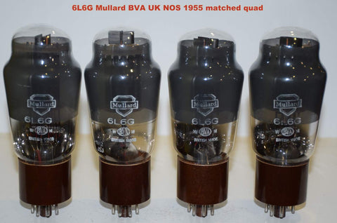 (!!!!!) (Best Quad #2) 6L6G MULLARD UK NOS 1955 same date codes (63.6, 64, 64.6, 65.5ma) (closely matched Gm)