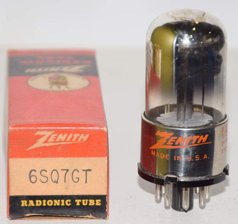 (BEST) 6SQ7GT Sylvania branded Zenith NOS 1948 printed in 1949 (1.5ma and Gm=1700)