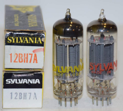 (!!!) (Recommended Pair) 12BH7A Sylvania NOS 1960's - 1970's (9.2/8.5ma and 8.6/9.0ma) (same Gm)
