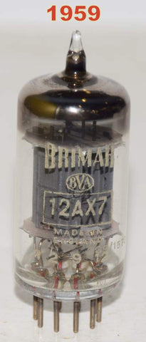 (!!!!) (Recommended Single 1959) 12AX7 BRIMAR BVA England like new gray ribbed plates large 