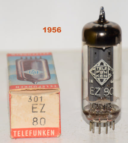 (!!!) (Best Single) EZ80=6V4 Telefunken Germany <> bottom NOS 1956 (58/40 and 60/40) (very rare)