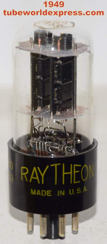 (!!) 6SN7GT Raytheon taller bottle parallel black plates NOS 1949 (8.2/8.0ma)