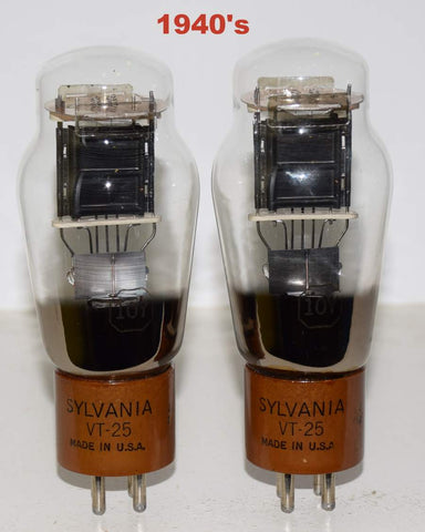 (!!!!!) (Best Pair) 10Y=VT-25 SYLVANIA NOS 1940's (25.2ma and 26.2ma)