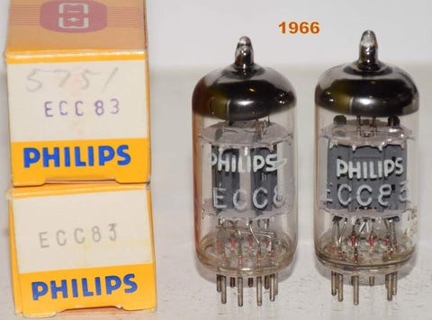 (!!!!!) (Best Pair/Best Price) 12AX7=ECC83 Philips Holland NOS 1966 (1.0/1.1ma and 1.0/1.2ma) 1-3% matched
