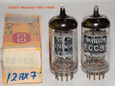 (!!!!!) (Best Holland Pair 1967-1968) 12AX7=ECC83 Philips and Philips Miniwatt Holland ribbed plates 