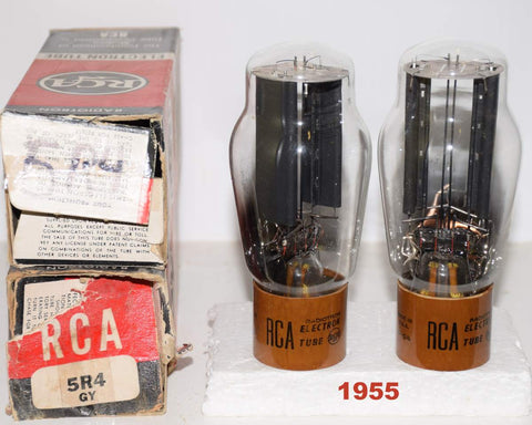 (!!!) (Best Pair) 5R4GY RCA brown base NOS 1955 (47-48/40 and 48-50/40)