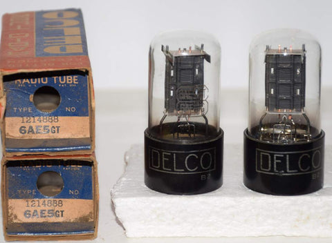 (!!) (BEST PAIR) 6AE5GT Tungsol branded Delco NOS 1940's (8.5ma and 8.0ma)