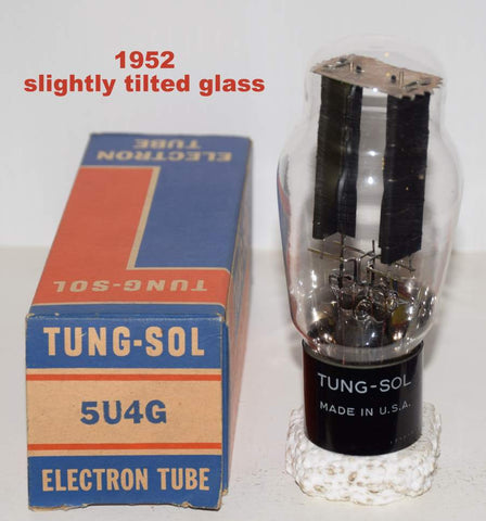 (!!!!) (BEST VALUE SINGLE) 5U4G TUNGSOL NOS 1952 slightly tilted glass (52/40 and 52/40)