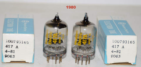 (!!!!) (Recommended Pair) 417A Western Electric NOS 1980 (32ma and 34ma)