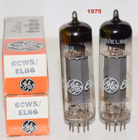 (!!!) (PAIR) EL86=6CW5 Mullard UK branded GE NOS 1975 (80ma/83.5ma)