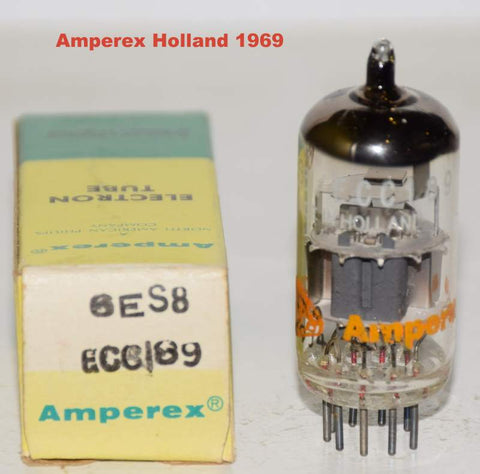 (!) ECC189=6ES8 Amperex Globe Logo Holland NOS 1969 (17.8/17.2ma)