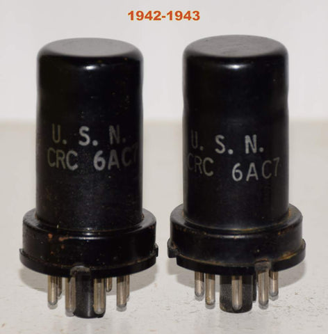 (!!!) (Best Pair #5) USN-CRC-6AC7 RCA used/very good 1942-1943 (9.5/9.6ma) 1-3% matched
